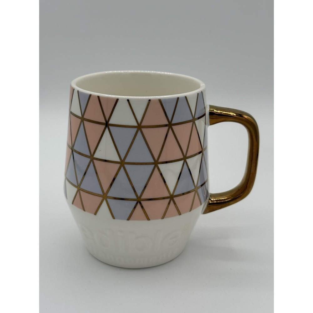 Edible Arrangements Oversized Large Coffee Cup Mug Gold Trim Handle Multicolored